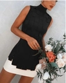 Tweeledige set met zwarte getextureerde mouwloze top en witte korte rok dames - XS / Zwart