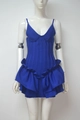 Royal blue bodycon bandage mini dress with corset bodice and layered ruffle hem - Blue