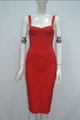 Elegant red bandage midi dress with cross-straps and slim bodycon fit texture - Red