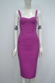Magenta bandage bodycon dress with sweetheart neckline and horizontal strap design - Purple