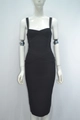 Elegant black bandage midi dress featuring a sweetheart neckline and bodycon silhouette - Black