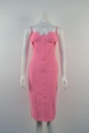 Pink bandage bodycon dress with spaghetti straps and corset boning details - XS / Pink