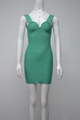 Dettaglio vestito bandage verde con scollo a cuore e trama a coste modellante - XS / Verde