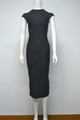 Detail of slim fit black bandage dress featuring elegant black sequin stripe accents - S / Black