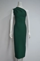 Detail of dark green one-shoulder bandage dress with elegant shoulder pleats - XS / Dark Green