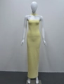 Elegante abito lungo bandage giallo tenue con girocollo coordinato e vestibilità slim - Giallo chiaro