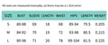 Detailed size chart for the lace long sleeve 3-piece swimsuit and beach dress set - S / White