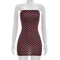 Sexy bodycon mini-jurk met zwarte en rode stippen en strapless ontwerp - S / Zwart