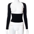 Detalle del bolero negro de manga larga con cinturón ancho a juego de alta elasticidad - M / Negro