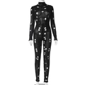Détail d'un body en tricot noir à manches longues avec un design ajouré à effet déchiré - S / Haut Et Bas / Noir