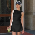 Close-up of black sleeveless slim fit dress with round neck and sporty modern style - S / Black