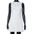Detail van witte mouwloze bodycon-jurk van zeer elastische stof en een strakke halslijn - L / Wit