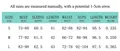 Detailed size chart for long sleeve cowl neck top and slim pants set showing measurements - Multi-color Info