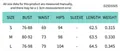 Tableau des tailles avec mesures de poitrine, taille et hanches pour cette robe - S / Bordeaux