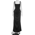 Elegant sleeveless black square neck maxi dress with side ruching details - S / Black