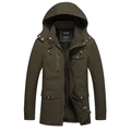 Giacca invernale uomo verde oliva con cappuccio, fodera in pile e tasche cargo pratiche - L / Verde Militare