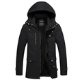 Parka invernale da uomo in cotone con fodera in pile e cappuccio rimovibile nero - L / Nero