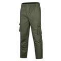 Men's olive cargo pants with elastic waist and multiple pockets in a straight fit cut - M / Army Green