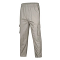 Men's casual cotton cargo pants in beige featuring elastic waist and large side flap pockets - M / Light Khaki