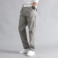 Men's slim-fit multi-pocket casual cargo pants in sage green with twill texture fabric - Light Gray