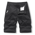 Men's casual black cotton cargo shorts with a button waist and FOR-MEN woven label - 28 / Bottoms / Black