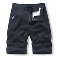 Men's navy blue casual cotton cargo shorts with metal zipper and FOR-MEN side label - 28 / Bottoms / Blue
