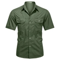 Army green tactical men's short sleeve outdoor shirt with flap chest pockets - Army Green