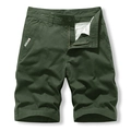 Men's casual military green cargo cotton shorts with side pockets and waist belt loops - Army Green