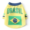 Maglia da calcio gialla del Brasile per cani in tessuto mesh traspirante con scritta Brasil - 3XL / Giallo Bandiera Brasile