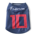 Breathable dark blue France soccer jersey for dogs with number 10 and mesh fabric - Navy France No. 10