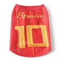 Spain football dog jersey in red breathable mesh fabric for medium large pets - Red Spain No. 10