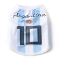 Breathable Argentina soccer jersey vest for dogs featuring blue and white stripes - White Argentina No. 10