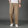 Men's khaki casual cargo pants with elastic waist and loose straight fit for spring - M / Yellow