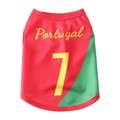Portugal soccer jersey style dog vest in red and green breathable mesh fabric - Red Portugal No. 7