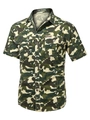 Camicia da uomo a maniche corte con stampa mimetica classica e doppie tasche sul petto - S / Tops / Camuffamento Cachi
