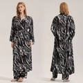 Ensemble pyjama en satin imprimé léopard pour femme avec peignoir long et pantalon - Taille unique / Léopard Lavis d'Encre