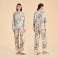Elegante set pigiama floreale con maglia a maniche lunghe e pantaloni in seta stampata - S / Estate Floreale