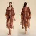 Copricostume boho con stampa sole e luna e nappe gialle sulle maniche - Taglia Unica / Tribù del Sole
