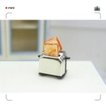 Miniature silver dollhouse toaster with realistic resin bread for tiny scene models - Silver Style with Black Base