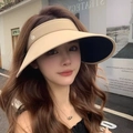 Beige wide brim UPF50+ open top sun hat for UV protection with knitted fabric finish - Small Torch Series Style / Khaki
