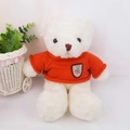 Oso de peluche blanco con un suéter de punto naranja y una insignia pequeña en el pecho - Blanco (Suéter Rojo)