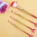 4pcs mermaid gradient makeup brushes with scale texture and red gold fish tail handle - Gradient Red