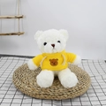 White teddy bear plush in yellow hoodie sitting on a cozy table for gift - White (Yellow Bear Hoodie)