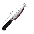 Realistic plastic Halloween chef knife prop with blood stains and black handle 33cm - Bloody Small Sharp Knife
