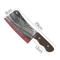 Realistic 29cm Halloween meat cleaver prop with fake blood splatter and wood-look handle - Bloody Kitchen Cleaver