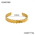 Minimalist gold hollow teardrop open cuff bangle with chunky polished finish for women - Gold