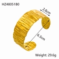 Minimalist wide open gold hollow bangle with irregular pleated texture and 2.8cm width - Gold