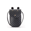 Detalle de mini bolso montura de cuero negro con patrón de trébol y orejas de animales - Negro
