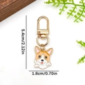 Cartoon Corgi enamel keychain with orange and white dog head and gold lobster clasp - Yellow White Corgi Style (ER1913)