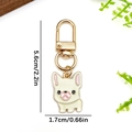 Cute French Bulldog enamel keychain in white and gold finish for bags and pet lovers - Cream Frenchie Style (ER1917)